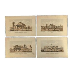 1876 Centennial Exhibition Set of 4 Color Lithographs Thomas Hunter